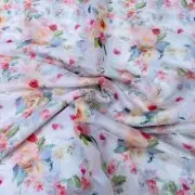 White Multicolour Print With Buti Work On Glass Organza Fabric