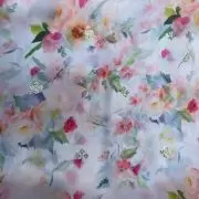 White Multicolour Print With Buti Work On Glass Organza Fabric