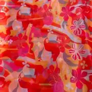 Orange floral Print With Buti Work On Glass Organza Fabric