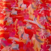 Orange floral Print With Buti Work On Glass Organza Fabric
