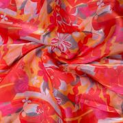 Orange floral Print With Buti Work On Glass Organza Fabric