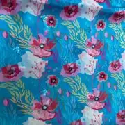 Sky Blue floral Print With Buti Work On Glass Organza Fabric