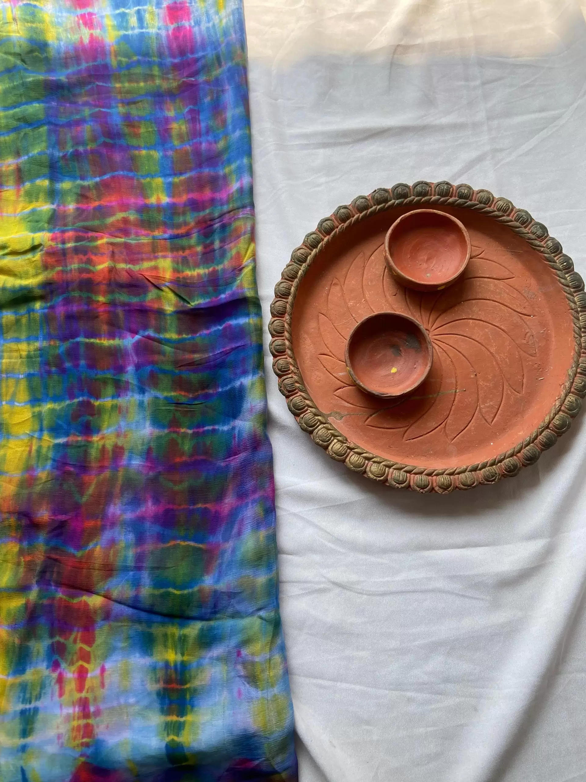 Pure Chinon multi Hand tie dyed fabric