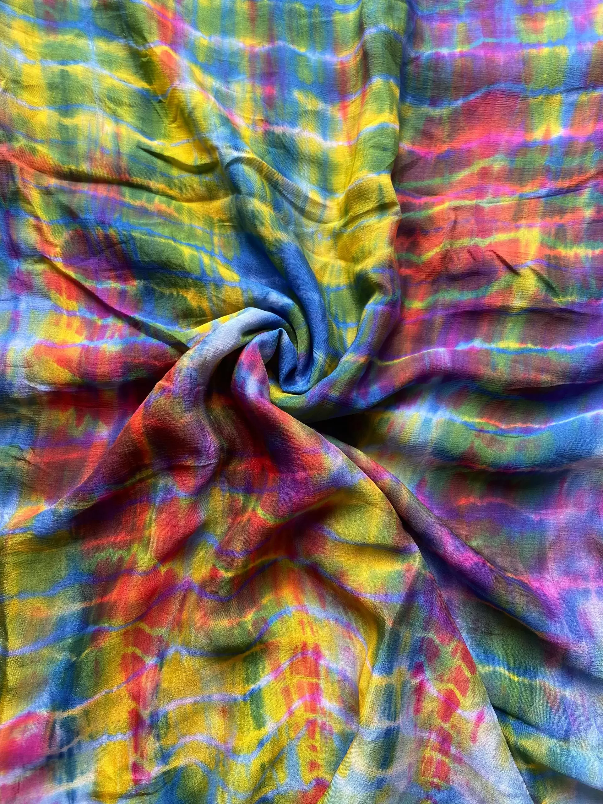 Pure Chinon multi Hand tie dyed fabric