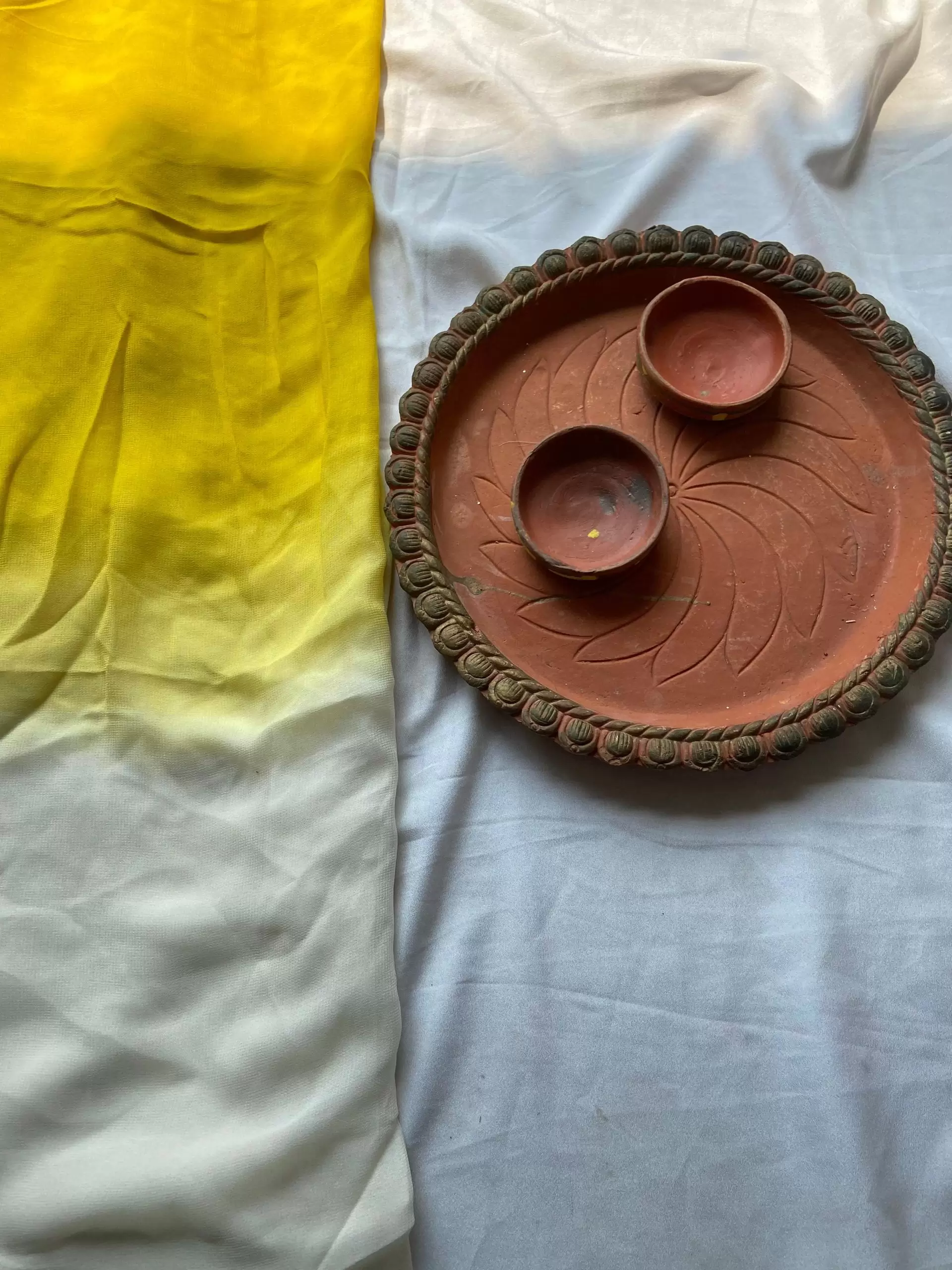 Off white two yellow shaded Puget Fabric