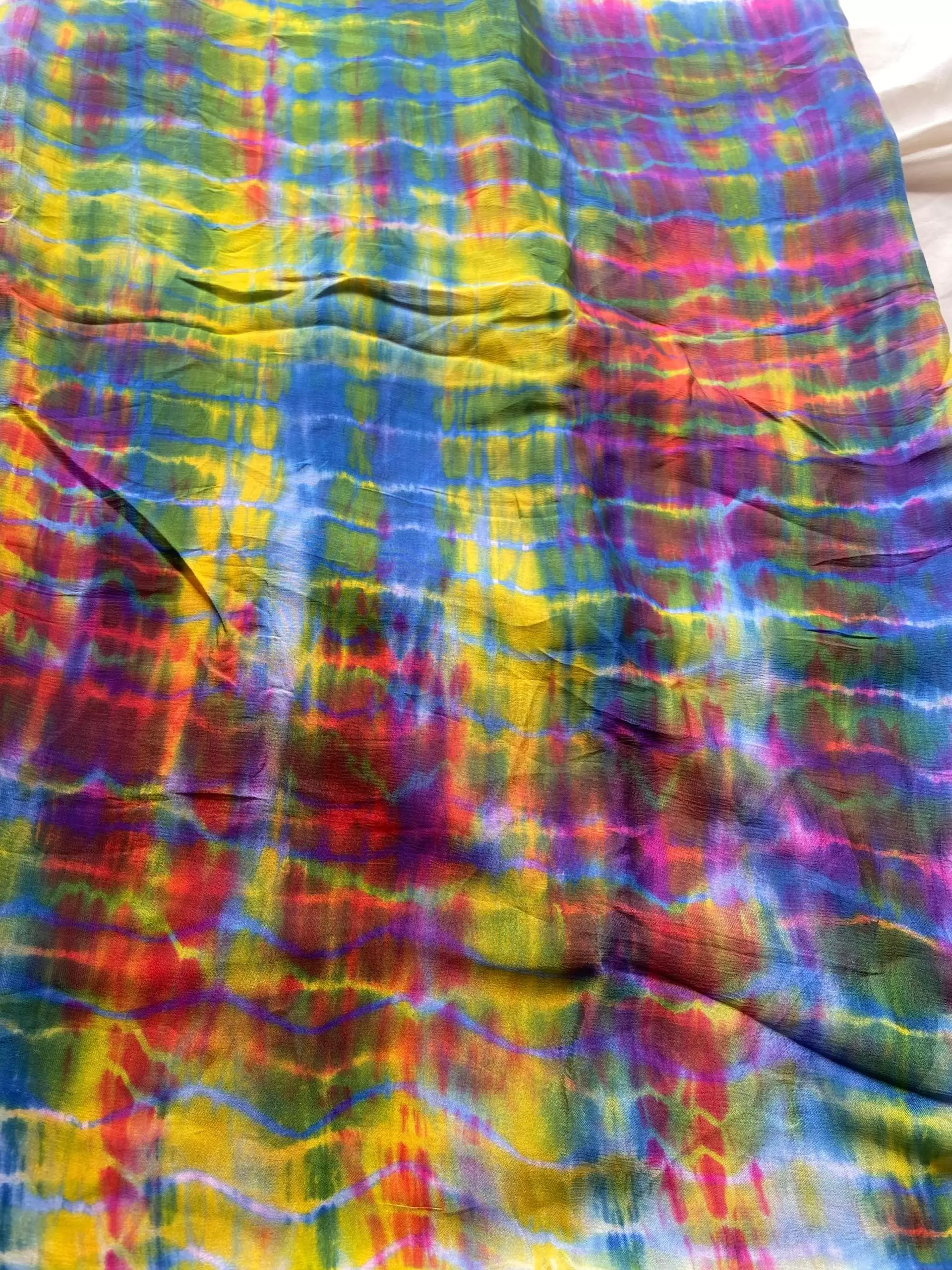 Pure Chinon multi Hand tie dyed fabric