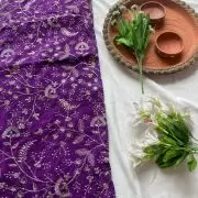 All over zari Embroidery in dark purple pure Crepe fabric