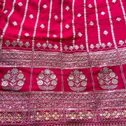 All Over Gold Sequin Embroidery With Heavy Border On Pink Georgette Fabric