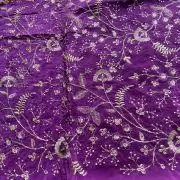 All over zari Embroidery in dark purple pure Crepe fabric