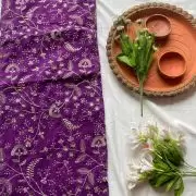 All over zari Embroidery in dark purple pure Crepe fabric
