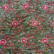 Multicolor Floral Thread and Sequin Embroidered on Green Pure Georgette Fabric