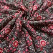 Multicolor Floral Thread and Sequin Embroidered on Purple Pure Georgette Fabric