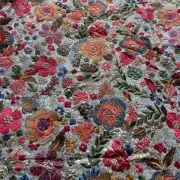 Multicolor Floral Thread and Sequin Embroidered on White Pure Georgette Fabric