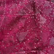 Triangular pattern sequin and zari embroidered Rani Pink Pure crepe fabric