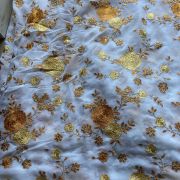 Multicolor abstract Sequin and Gota Embroidered on Yellow Pure chinon Fabric