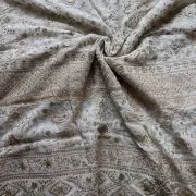 Gold zari embroidery with heavy border on white georgette fabric