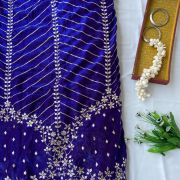 Blue lehenga style with heavy daman style organza satin fabric
