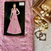 Baby pink lehenga style with white thread embroidery on georgette fabric