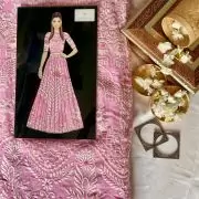 Baby pink lehenga style with white thread embroidery on georgette fabric