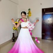 Off White to Rani Pink Ombre Shaded Lehenga Set