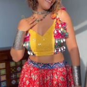 Multi coloured Patola Skirt & Top