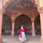 Ivory multi coloured heavy thread and sequin embroidered lehenga with hand embroidered details
