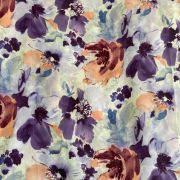 Lavender printed georgette fabric with multi colour floral pattern