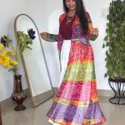 Multi-Coloured Bandhej Printed 3-Meter Chiffon Shrug
