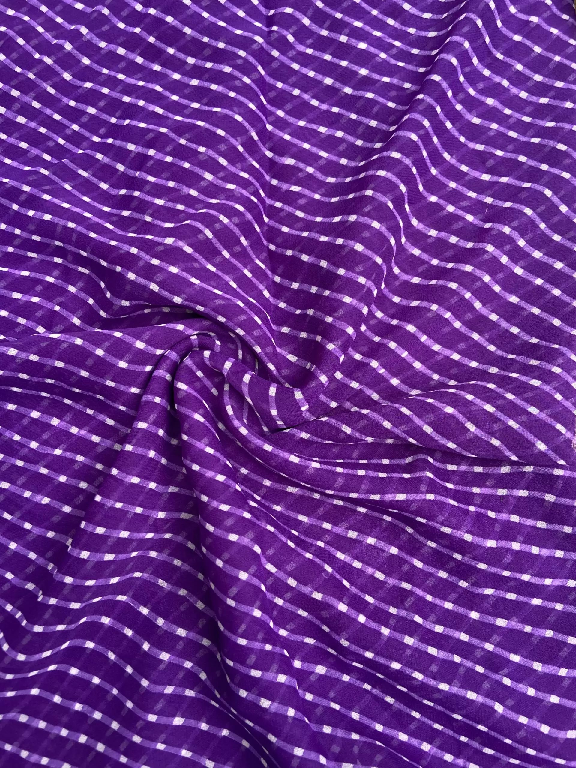Leheriya Printed Georgette Fabric in Purple