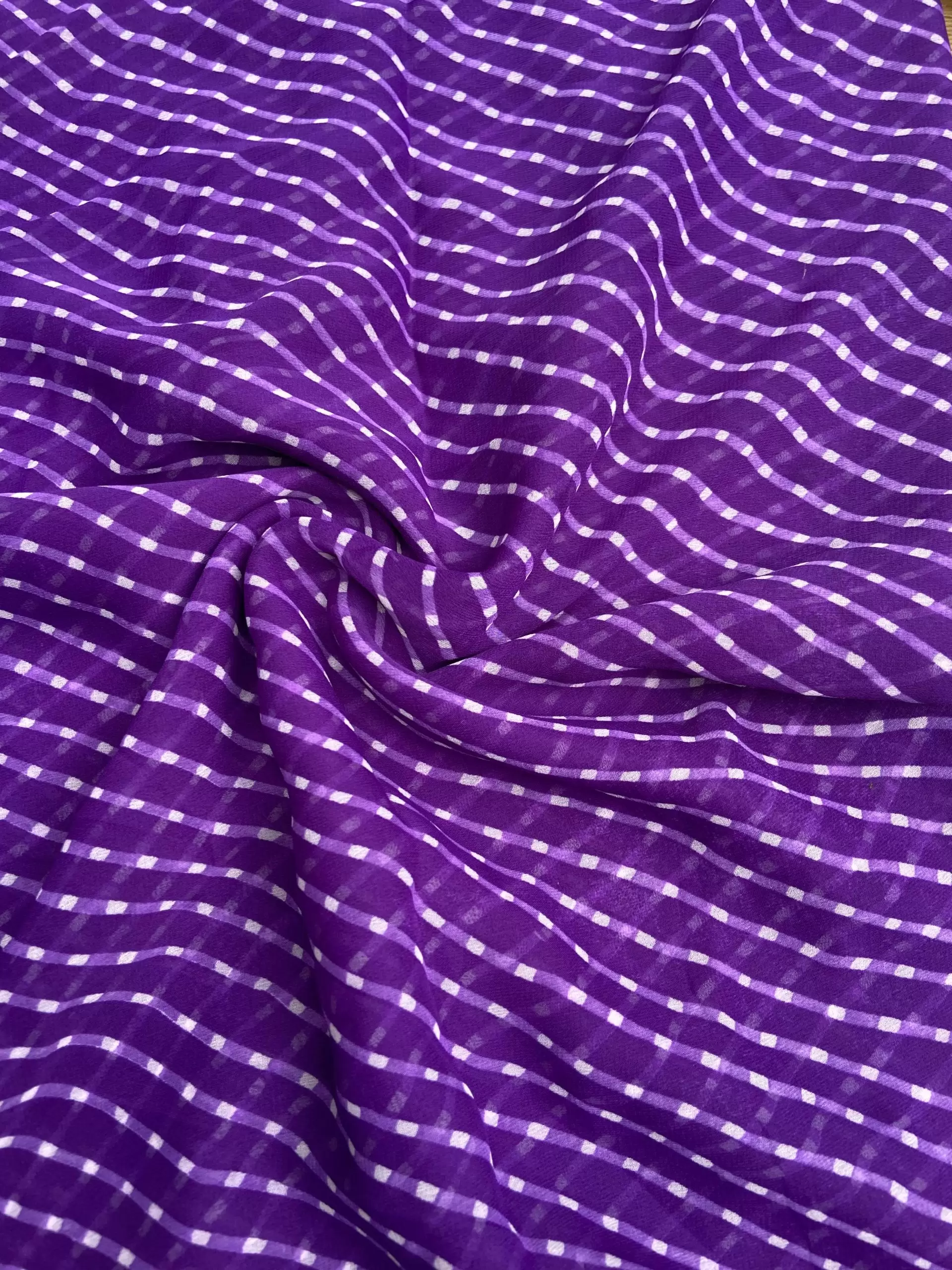 Leheriya Printed Georgette Fabric in Purple