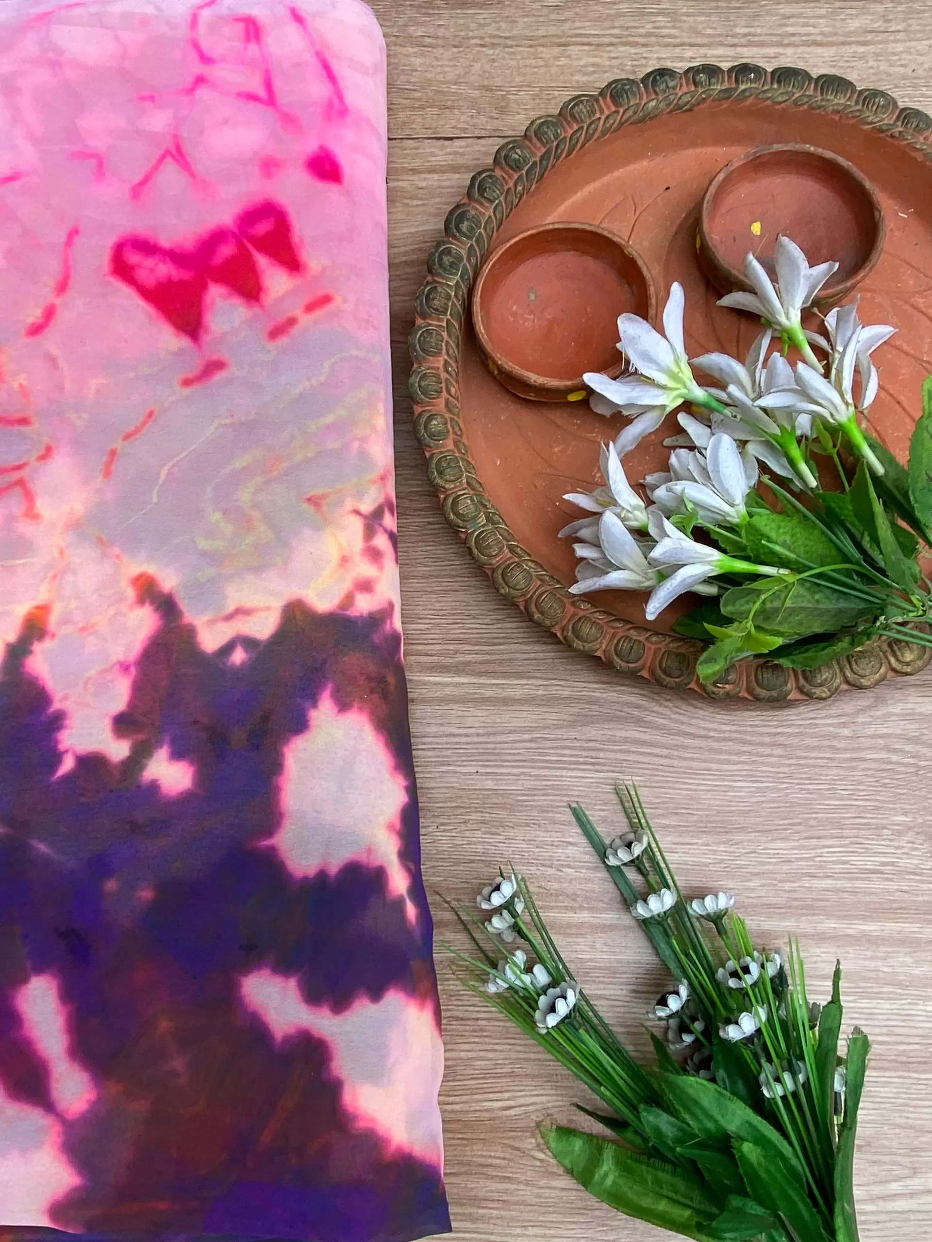 Multicoloured Shibori Print Georgette Fabric