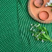 Leheriya Printed Georgette Fabric in Green