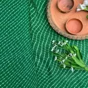 Leheriya Printed Georgette Fabric in Green