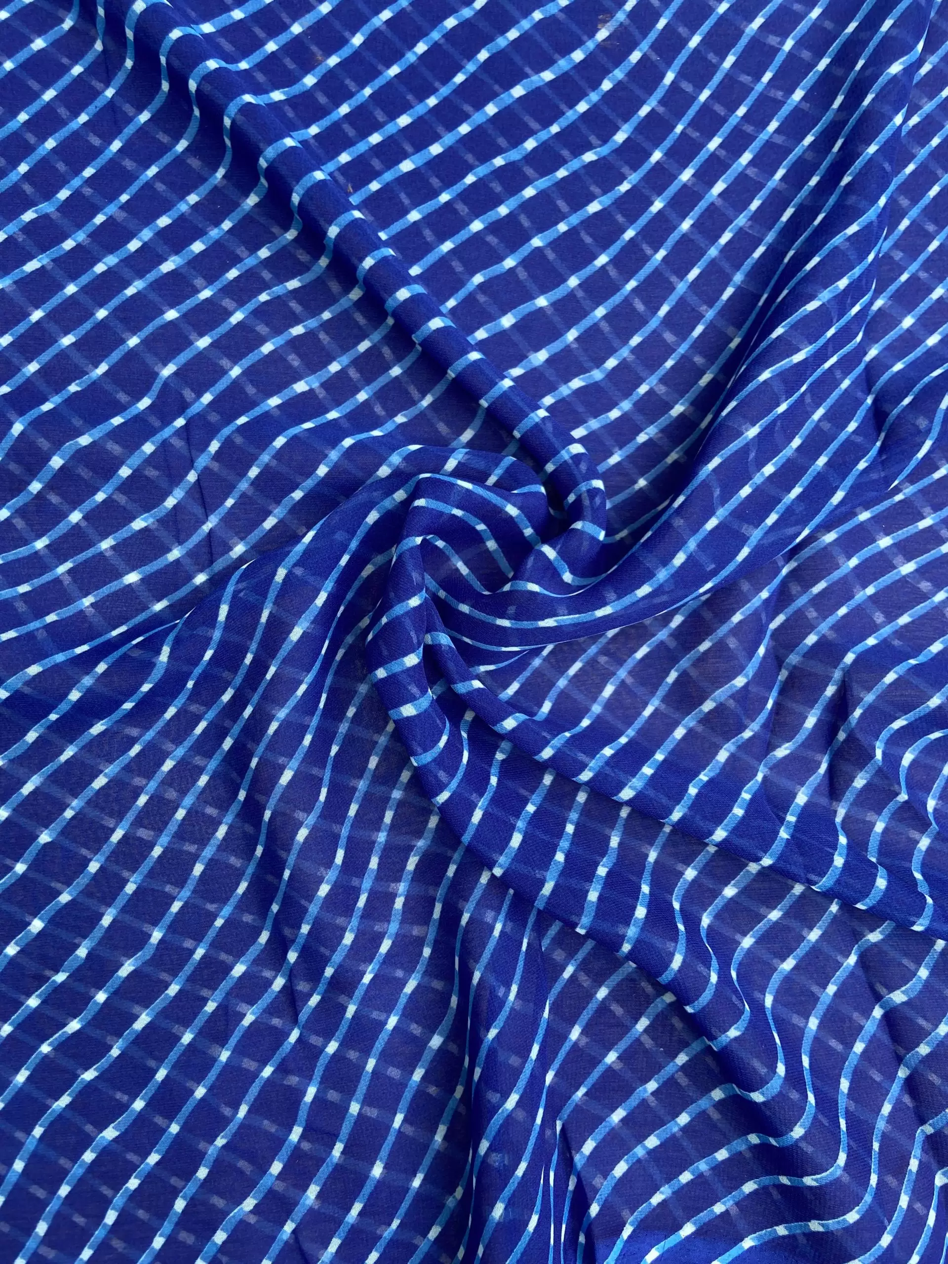 Leheriya Printed Georgette Fabric in Blue