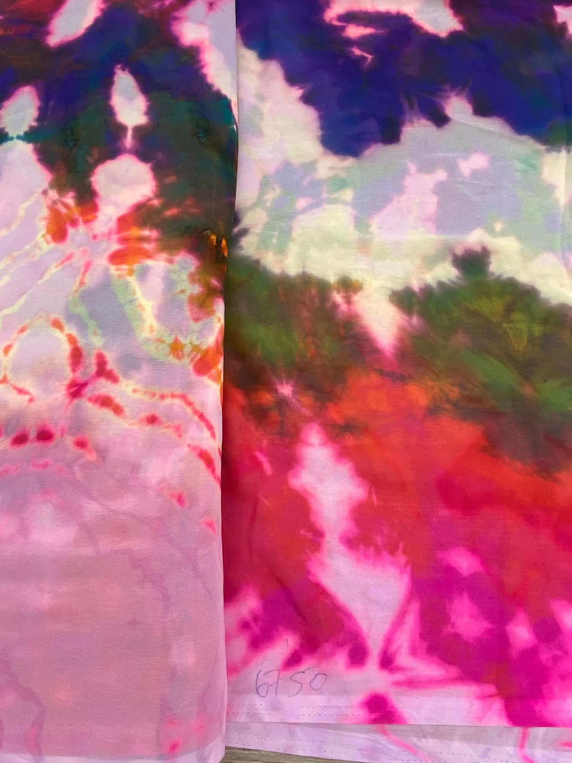 Multicoloured Shibori Print Georgette Fabric