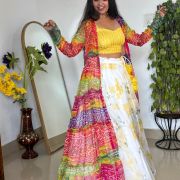 Multi-Coloured Bandhej Printed 6-Meter Chiffon shrug
