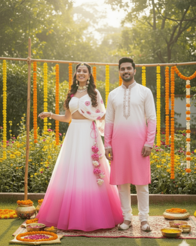 Hand painted and Hand dyed couple outfit