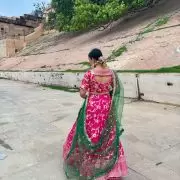 Pink pure banarasi dola silk heavy embroidery border lehenga set with heavy hand embroidery blouse