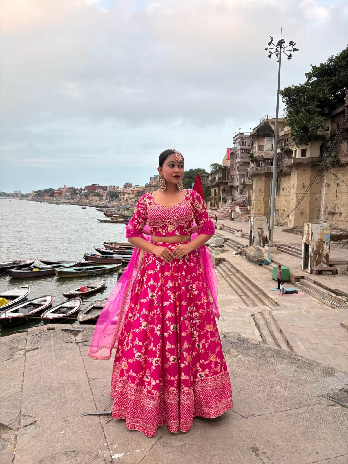 Pink pure banarasi dola silk heavy embroidery border lehenga set with heavy hand embroidery blouse