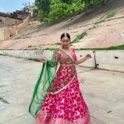 Pink pure banarasi dola silk heavy embroidery border lehenga set with heavy hand embroidery blouse