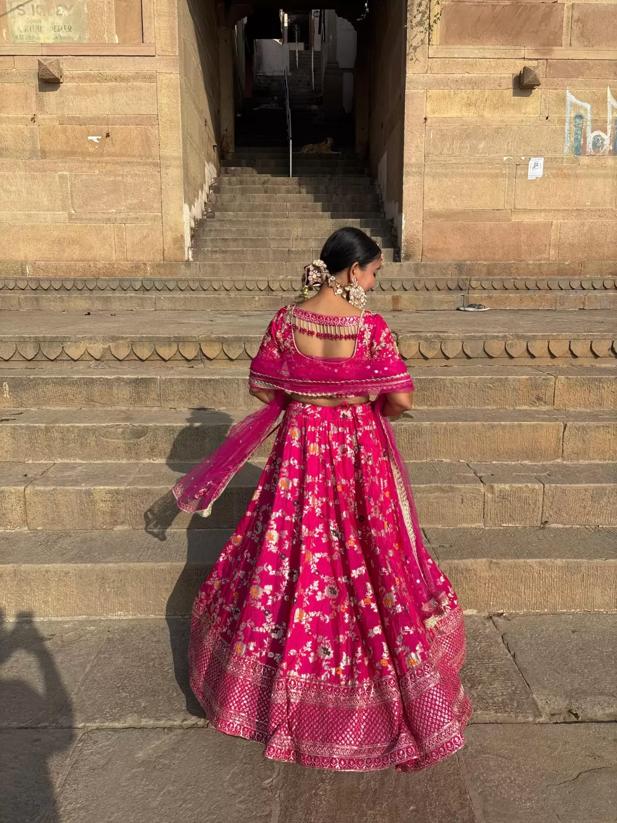 Pink pure banarasi dola silk heavy embroidery border lehenga set with heavy hand embroidery blouse