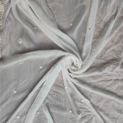 White georgette Dupatta With Mirror Border & Mirror Buti All Over