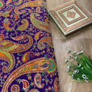 Multicolour Position Print With Heavy Cording Dori & Sequin On Purple Crepe fabric