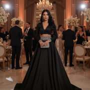 Plain Satin Lehanga Set in Black Colour