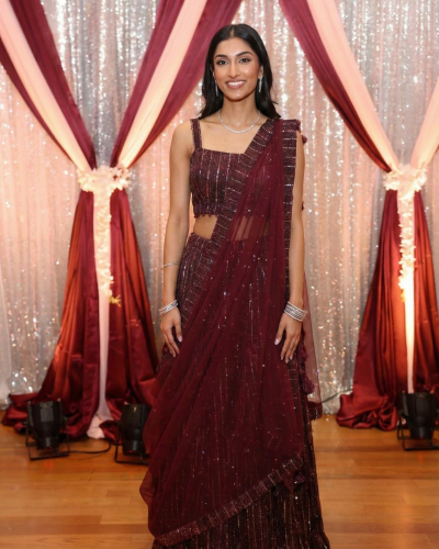 Moonlight Embossed Shimmer Lycra Lehanga Set in Wine Colour