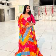 Mirrored Lemon Chiffon Lehenga Set in Multi Colour