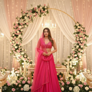 Plain Satin Lehenga Set in Hot Pink Colour