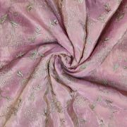 Baby pink tissue silk with zari embroidery fabric