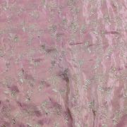 Baby pink tissue silk with zari embroidery fabric