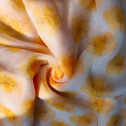 Yellow floral Print With Gold Foil Detailing Organza Fabric